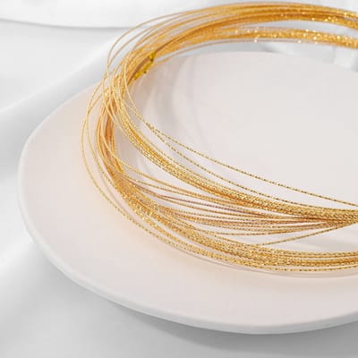 Dunne Kralendraad voor het Maken van Sieraden - 5m x 1mm Goudkleurige Draad voor Armbanden, Oorbellen en Kettingen
