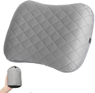 Opblaasbaar Reiskussen - 44*26*12CM - Reiskussen - Kampeer Kussen Opblaasbaar - Luchtkussen - Lichtgewicht En Snel Opblaasbaar - Lichtgewicht Kussen - Ergonomisch - Voor reizen, kamperen en outdoor activiteiten - Grijs