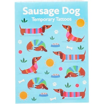 Tatoeage voor kinderen Rex London temporaires Chien Saucisse (x2)