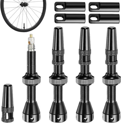 Tubeless Ventielen Set van 44mm met 4 Dopjes, Aluminium Ventielen voor MTB en Racefietsen, Ideaal voor Lekvrije Fietservaring