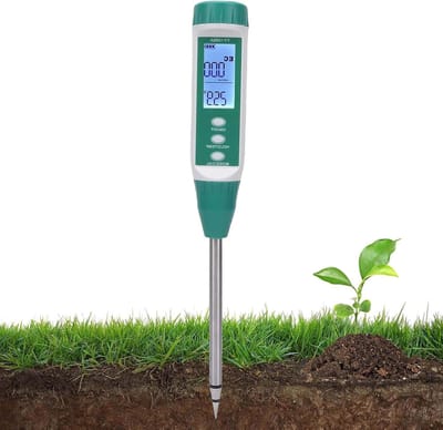 Bodemtester EC Watergehalte - Grondmeter Vochtigheid - Plantenverzorging - Snelle Dubbele Meting - 0-19.99 ms/cm - Zwart
