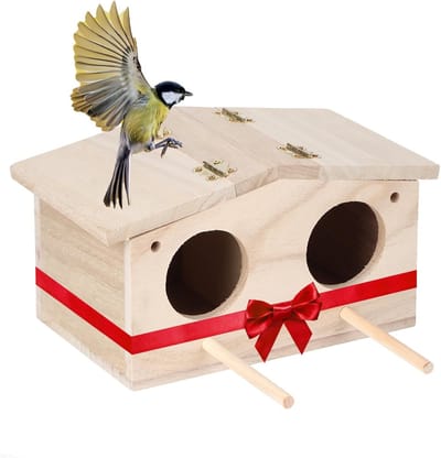 JHUBERS- Vogelnest - Houten Vogelhuis - 100% Gloednieuw - Afmetingen 23x12,9x12,5 cm - Geschikt voor Papegaaien/Zwaluwen - Veilig en Niet Giftig
