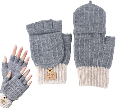 Allecto - Thermische vingerloze handschoenen - Multifunctionele warmere wanten - Fleece gevoerd en geïsoleerd - Winterverwarmende gebreide - Perfec...