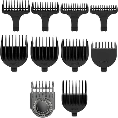 Knijperkammetjes Set - Opzetkammen Tondeuse - Haar Trimmen - Universele Pasvorm - 10 Stuks - Zwart