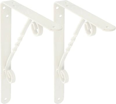 AMIG Plankdrager/steun/beugel Decoratief - 2x - metaal - wit - H150 x B125 mm - Tot 145 kg - boekenplank steunen