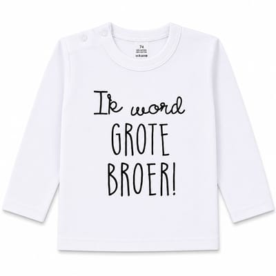 Shirt Aankondiging zwangerschap Ik word grote broer | lange mouw | wit maat 74 zwangerschap aankondiging bekendmaking Baby big bro brother
