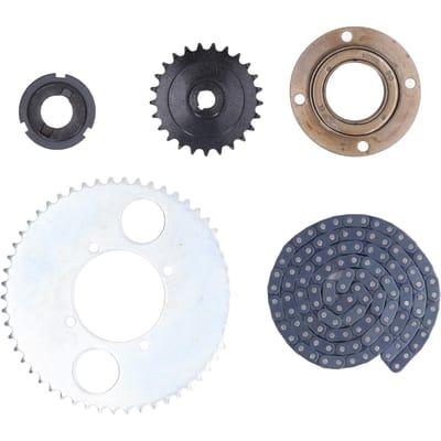 Kit Chaîne et Pignons Pignon 54 Dents 4 Trous Pignon 25 Dents Chaîne 116 Maillons Connecteur de Volant pour Accessoires de Vélo gray