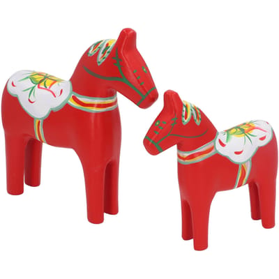 1 Paar Zweeds Dalahors Decor Houten Traditioneel Beschilderd Dalarnapaard Standbeeld Figuur Thuis rood