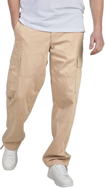 Jack & Jones Heren Cargo Broek Karl Thor comfort/relaxed Beige Volwassenen Cargobroek / Cargo met Tunnelkoord