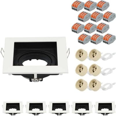 HOFTRONIC - Set van 6 Altos GU10 Inbouwspots Armaturen Vierkant - kantelbaar - onderhoudsvrij aluminium - inbouw armaturen - Mat wit - Geschikt voor alle GU10 spots