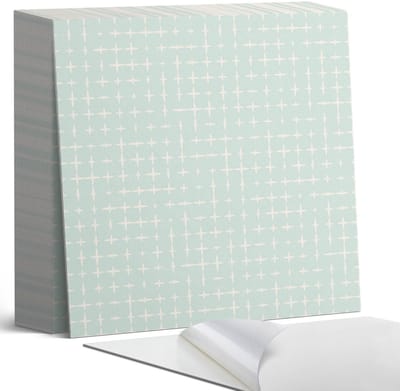 Coloray Plaktegels - Geometrie van lijnen en kruisen Zelfklevende Tegels - 20 cm x 20 cm - Munt Plaktegels - 20 stuks - Vierkant PVC Tegels - Plaktegels Badkamer - Plaktegels Vloer - Vinyl Tegels - Wandtegel Zelfklevend