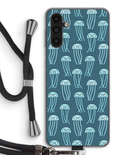 Case Company® - Hoesje met koord geschikt voor Samsung Galaxy A04s hoesje met Koord - Kwallie - Telefoonhoesje met Zwart Koord - Bescherming aan alle Kanten en Over de Schermrand