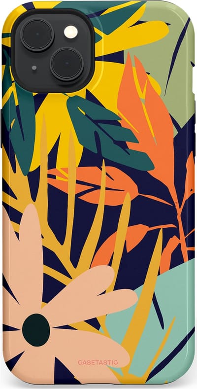 Casetastic Hoesje Geschikt voor Apple iPhone 15 Plus Magsafe - Stijlvolle Beschermende Duo-layer Case - Ruwe bloemen