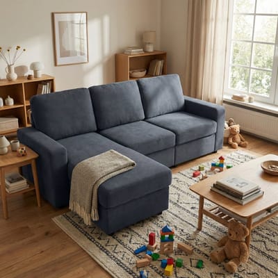 STILVORA Hoekbank 245,5 Cm - Met Opbergruimte En Chaise Longue - Voor Woonkamer En Appartement - Polyester Donkergrijs