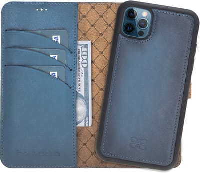 Pulledro geschikt voor iPhone 15 Pro Uitneembaar Lederen Magsafe BookCase Hoesje - Midnight Blue