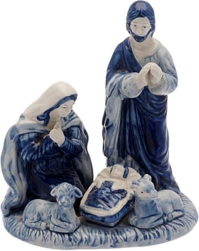 Decoratiebeeld - Holy Family - Delfts blauw - 18 cm