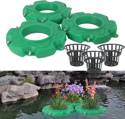 Drijvend Eiland Vijvermand met Bloempot - Plantenmand voor Tuinvijver Decoratie