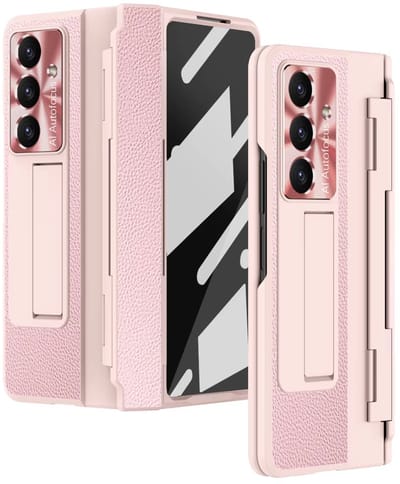 Super stevige Luxe Leren Hoes – Geschikt voor Samsung Galaxy Z Fold 7 – Schokbestendig met Screenprotector, Scharnierbescherming & Standaard