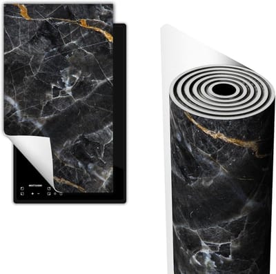 Inductie Kookplaat Beschermer - Werkblad Mat - Extra Werkruimte Creëren - Anti-slip Vinyl - 30x52 cm - Marmer Zwart
