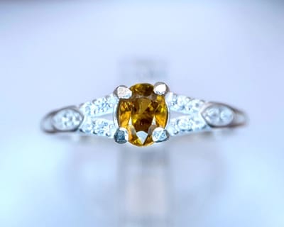 925 Sterling Zilveren Damesring met Natuurlijke Citrien - 7.05 Karaat - Ringmaat 6 - Geboortesteen Oktober - Minimalistische Ring