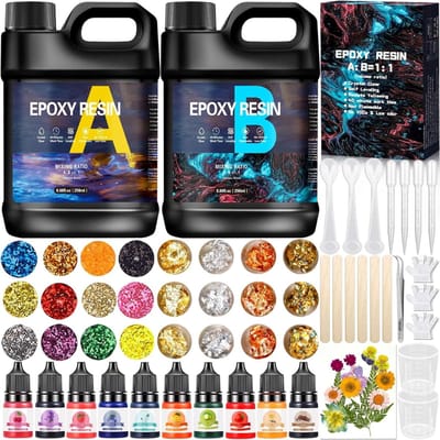 YOR® Epoxy Starterspakket - Zelf Sieraden Maken Set – Resin Starterskit Inclusief Giethars – Compleet Pakket voor: Sieraden, Ketting, Oorbellen, Armband, Ring, Sleutelhanger - Transparant - ‎26cm x 17cm x 6cm