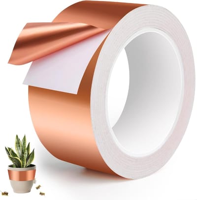 1 Rol - Koperen Tape Tegen Slakken - 50mm x 20m Zelfklevende Koperfolie - Slakkenbescherming Voor Tuinplanten En Verhoogde Bloembedden - Ook Geschikt Voor EMI Afscherming En Elektronica Reparatie | Cyslmuk®