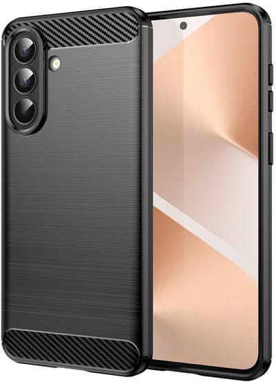 Geborsteld TPU Hoesje Geschikt voor Samsung Galaxy A57 - Beschermhoes - Back Cover - Case Flexibel TPU - Stijlvol Carbon - Dun - Zwart