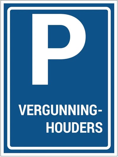 Vergunninghouders parkeerplaats bord - E9 | gecoat dibond materiaal | 20 x 15 cm