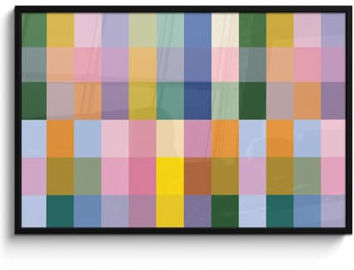 Poster in lijst - Fotolijst 120x80 cm - Posters - Blokken - Vierkant - Patroon - Gekleurd - Posterlijst zwart - Decoratie - Wanddecoratie woonkamer - Muurdecoratie slaapkamer