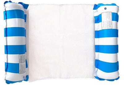 Opblaasbaar zwembed - Drijvend bed - Strandstoel - Watermatras - Waterhangmat - Opvouwbaar - Inclusief luchtpomp, kan tot 200 kg dragen - 125 x 70 cm - Geschikt voor zwembaden, stranden en meren - Lichtblauw
