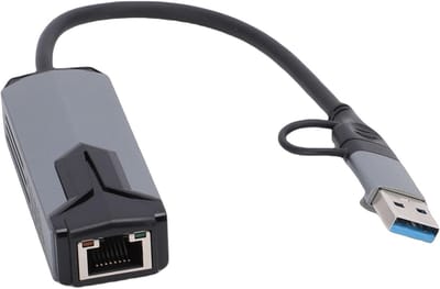 Netwerk Adapter - Ethernet USB - Snelle Internetverbinding - 5000 Mbps Snelheid - USB A C - Metaal