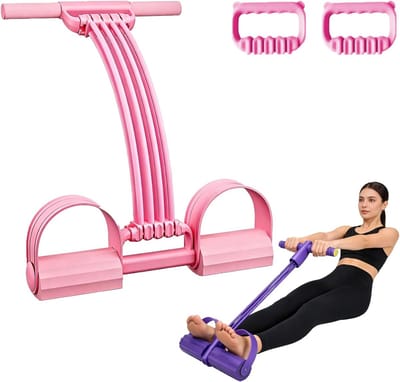 Elastische Buikspiertrainer - 3 in 1 - Ab Trainer - Ab Roller - Ab Wheel - Buikspierwiel - Resistance Fitness Weerstand Pedaal Band - Elastiek Met Handvat En Pedaal - Buikspieren - Weerstandselastiek