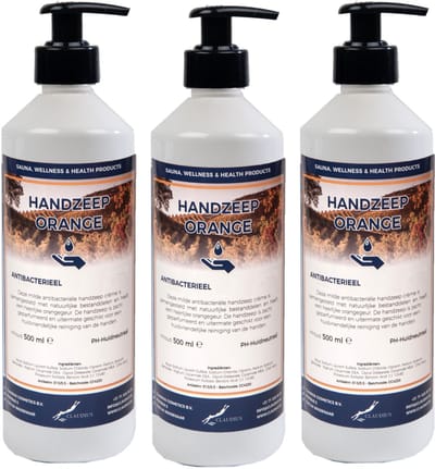Handzeep Orange 500 ml - set van 3 stuks - met gratis pompje