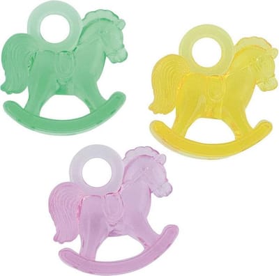 Hobbelpaard assorti kleuren 16 stuks decoratiehanger bedel babyshower geboortefeest