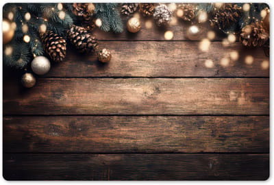 Placemats 45x30 cm - Placemat kunststof - 1 stuk - Kerstdecoratie - Houten - Dennenappel - Bruin - Borden onderleggers - Decoratie voor op tafel - Keuken tafeldecoratie accessoires - Vinyl onderlegger - Tafelversiering