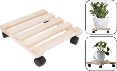 PD® plantentrolley op wieltjes - 30cm x 30cm - plantentrolley - Hout - draagkracht 30kg