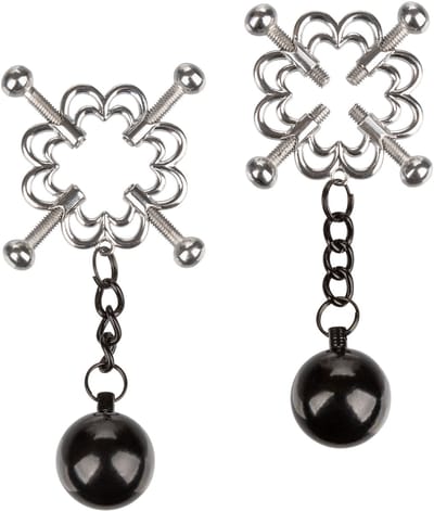 CalExotics - 4-Point Weighted Nipple Press - Bondage / SM Nipple clamps Metaal