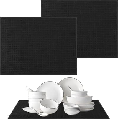 Microfiber Droogmat Set van 2 - Sneldrogend, Absorberend en Machinewasbaar voor Keuken, Geschikt voor Borden, Glazen en Bekers - 51 x 38 cm