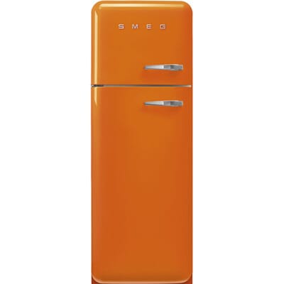 SMEG Koelkast Retro Vrijstaande ijskast Koelkast, Jaren 50, Dubbeldeurs, Vrijstaand , Positie scharnier: Links, Oranje