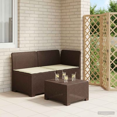vidaXL - Twee-zits - Tuin - Sofa - met - Kussens - Rieten - Look - 2-zits - PP - Bruin