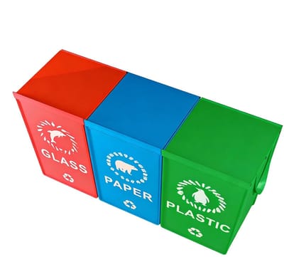 Herbruikbare Recyclingzakken - Geweven Manden - Afval Scheiden - Waterdicht Geweven Materiaal - 50x30x30cm
