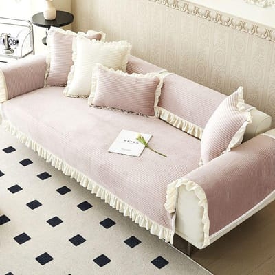 Fluweel Verdikken Pluche Bankhoes Kat Huisdier Bankmat Gerimpelde Rok Antislip Bankhanddoek voor Woonkamer Hoekbank Hoes 70x70cm 1pc