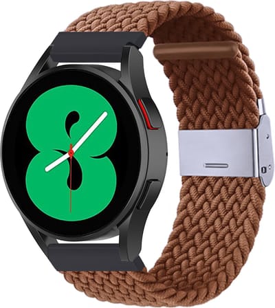 By Qubix - Geschikt voor Garmin bandje - Geschikt voor Garmin Vivoactive 4 / 4L - Braided nylon bandje - Bruin - Smartwatch bandje 22mm