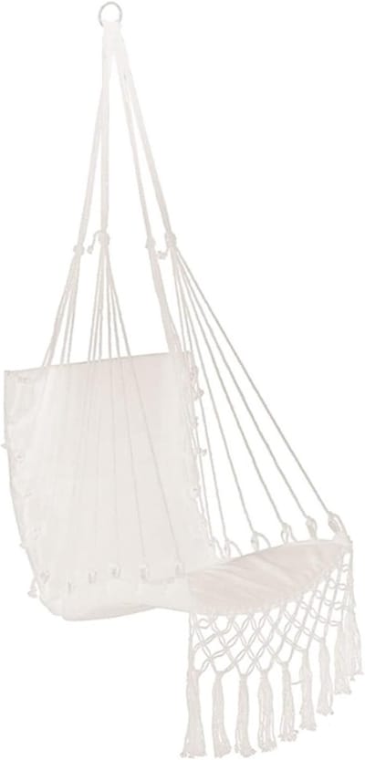 Hangmat Stoel - Schommelstoel Hangstoel - Ontspanning Buiten - Verstelbare Gesp - 52 x 45 x 60 cm - Wit