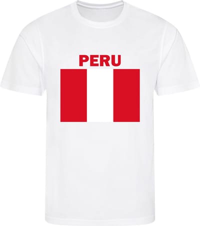 Peru - T-shirt Wit - Voetbalshirt - Maat: S - Landen shirts
