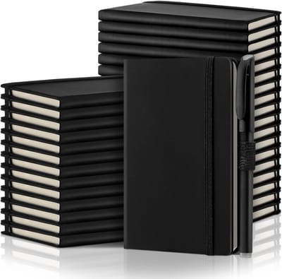 Set van 36 A6 Gestreepte Pocket Notitieblokjes met Pennen - Mini Hardcover Dagboeken voor School en Kantoor