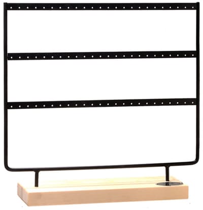 Oorbellen rekje - Houten Earring Organiser Oorbellen Display Stand Oorbellen Houder voor Hangende Oorbellen (66 Holes & 3 Layers) Oorbellen rekje