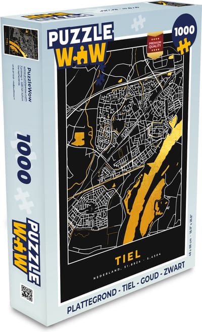 Puzzel Plattegrond - Tiel - Goud - Zwart - Legpuzzel - Puzzel 1000 stukjes volwassenen - Stadskaart