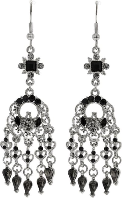 Behave - Oorbellen zilverkleur zwart details - Retro chic - Feestlook