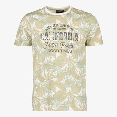 Unsigned heren T-shirt met bladerenprint groen - Maat S